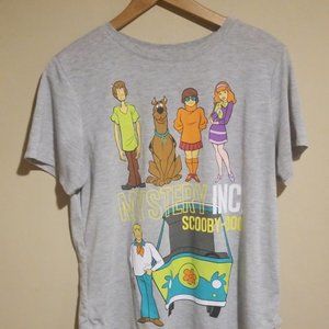 Scooby Doo Mystery Inc. Women's Gray Cropped Bottom T-Shirt Size XL